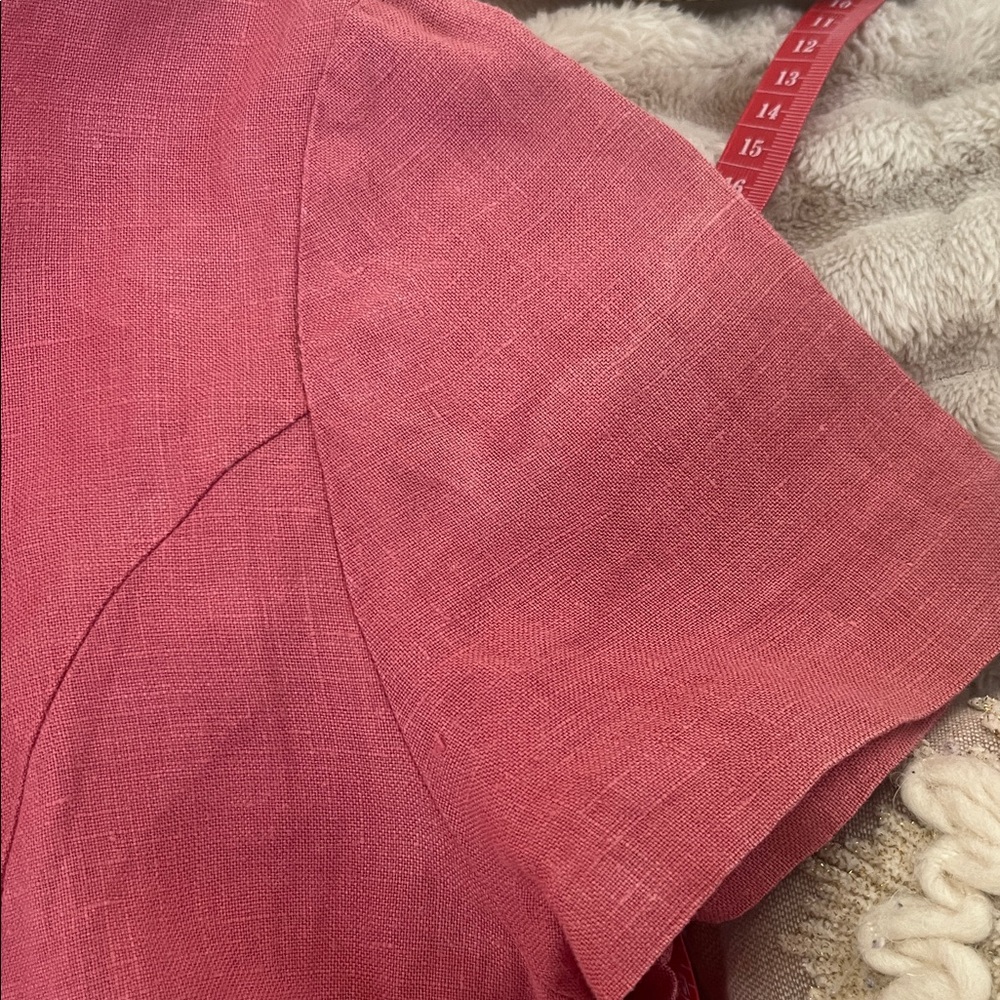 Vintage linen shell pink mid dress - Picture 9 of 9
